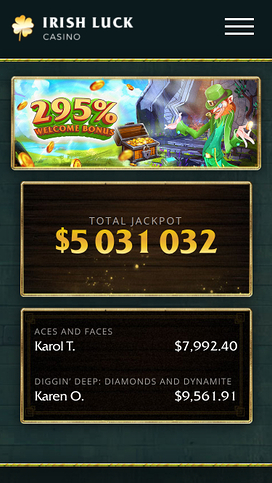 Irish Luck Casino Mobile Homepage