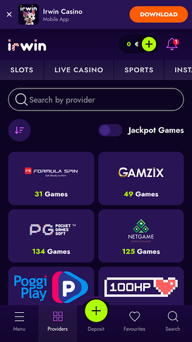Desarrolladores de juegos móviles de Irwin Casino