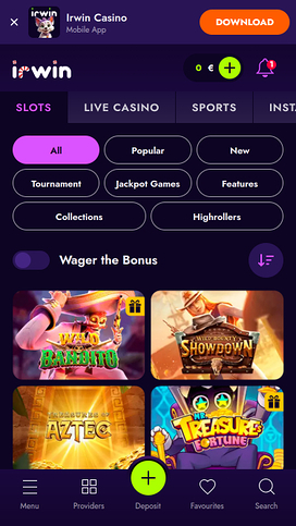 Juegos móviles de Irwin Casino