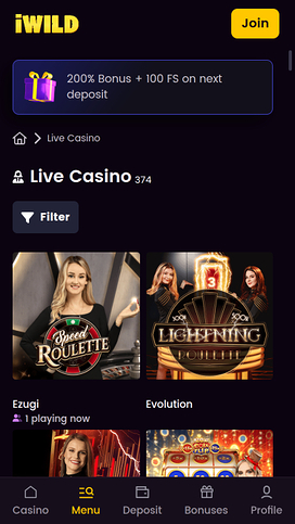 Crupier en Vivo Móvil de iWild Casino