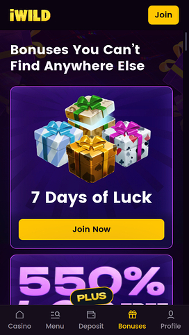 Promociones móviles de iWild Casino