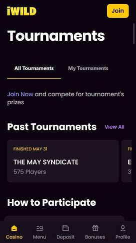 Torneos móviles de iWild Casino