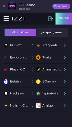Izzi Casino Game Developers Mobile