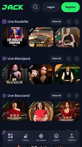 Casino Jack Móvil con Crupier en Vivo