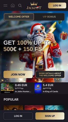 Jack-Pot Casino mobile homepage