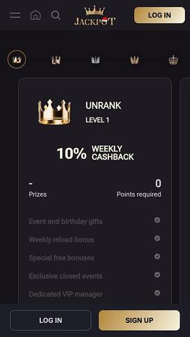 Jack-Pot Casino VIP mobile page