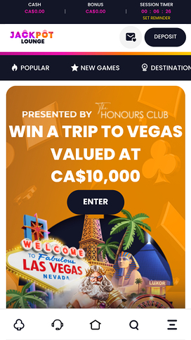 Jackpot Lounge Casino Homepage Mobile