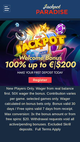 Jackpot Paradise Casino Homepage Mobile