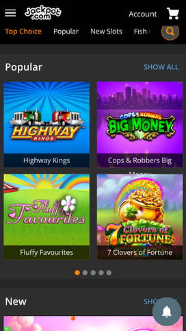 Jackpot.com Casino Games Mobile