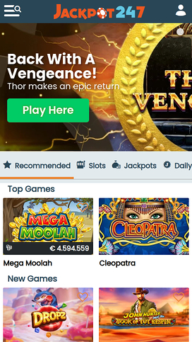 Jackpot247 Casino Homepage Mobile