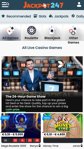 Jackpot247 Casino Live Dealer Mobile