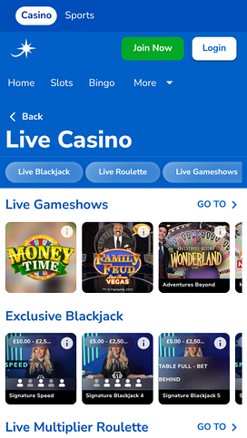 Jackpotjoy Casino Live Dealer Mobile