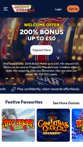 Jackpotstrike Casino Homepage Mobile