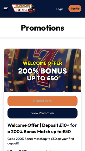Jackpotstrike Casino Promotions Mobile