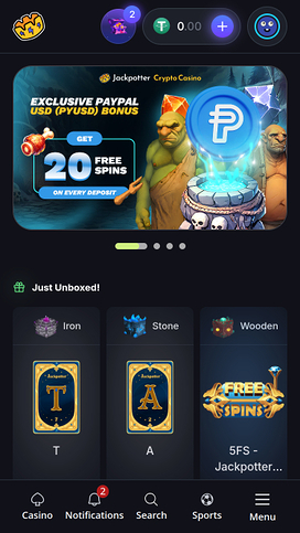Jackpotter Casino Homepage Mobile