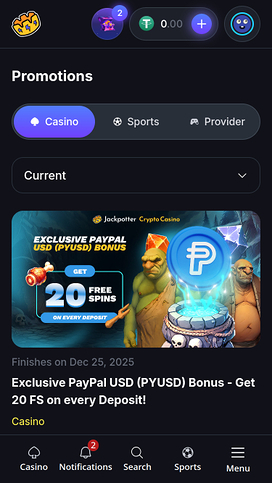Jackpotter Casino Promotions Mobile