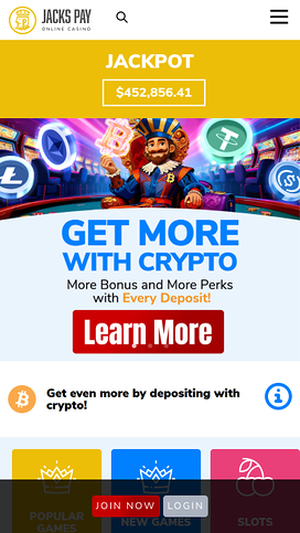 Página de inicio móvil del casino JacksPay