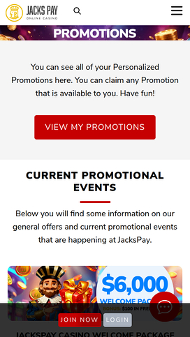 Promociones móviles del casino JacksPay