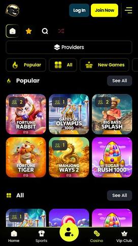 Jasino Casino games mobile page