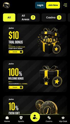 Jasino Casino promotions mobile page
