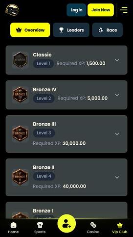 Jasino Casino VIP mobile page