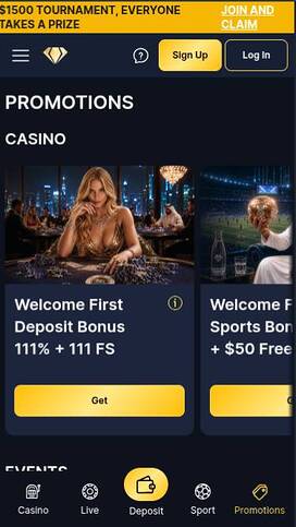 Promotions mobile page screenshot of Jawhara Casino