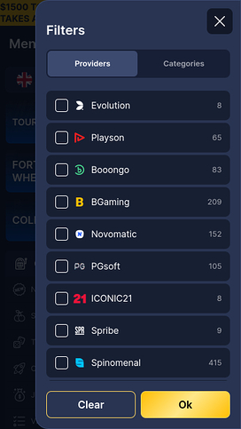 Game Developers Mobile Page screenshot of Jawhara Casino