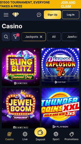 Jackpots mobile screenshot of Jawhara Casino