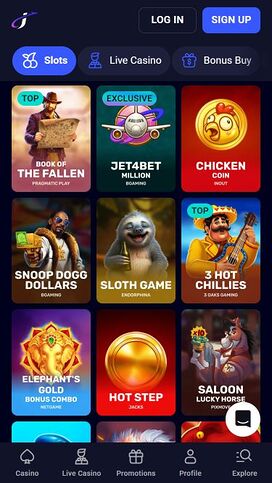 Juegos móviles del casino Jet4bet