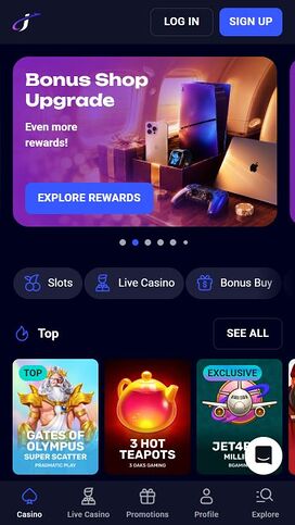 Página principal móvil del casino Jet4bet