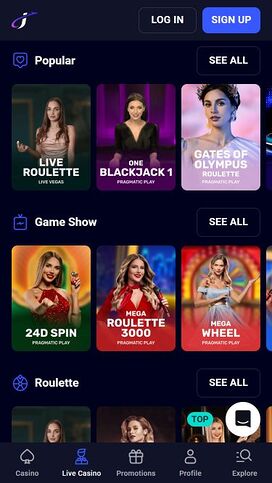 Casino móvil Jet4bet con crupier en vivo