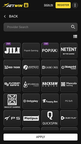 Jetwin Casino Game Developers Mobile