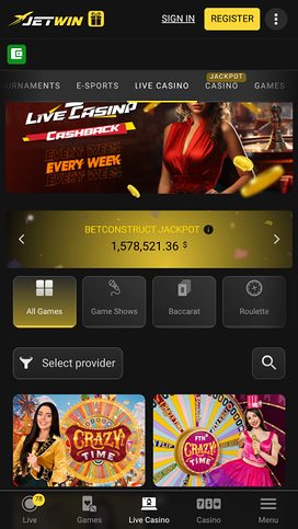 Jetwin Casino Live Dealer Mobile