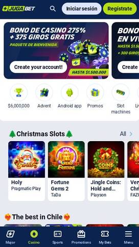 Home mobile page screenshot of Jugabet Casino