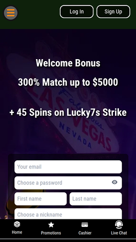 Juicy Vegas Casino Mobile Homepage