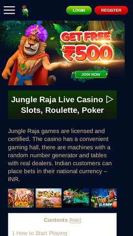 JungleRaja Casino Mobile Games