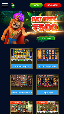 JungleRaja Casino Mobile Homepage