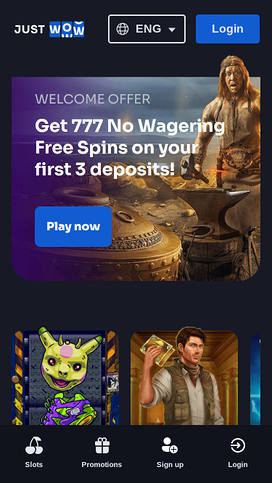 JustWOW Casino Mobile Homepage