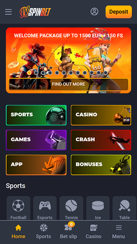 JVSPINBET Casino Mobile Homepage