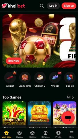 Página de inicio móvil de Kheli Bet Casino