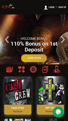 KingBit Casino Homepage Mobile