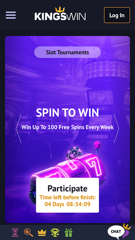 KingsWin Casino Mobile Homepage
