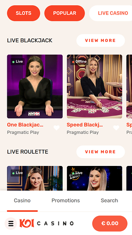 Koi Casino Mobile Live Dealer