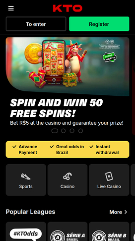 Kto Casino Mobile Homepage