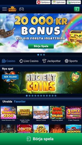 Kungaslottet Casinos mobila hemsida