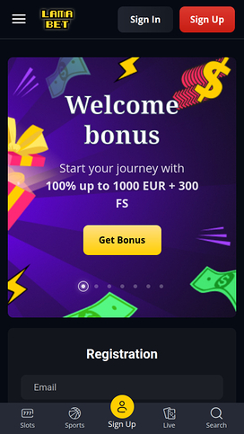 Lamabet Casino Mobile Homepage