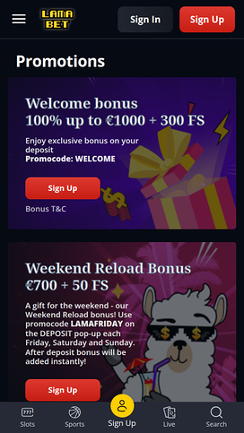 Lamabet Casino Mobile Promotions