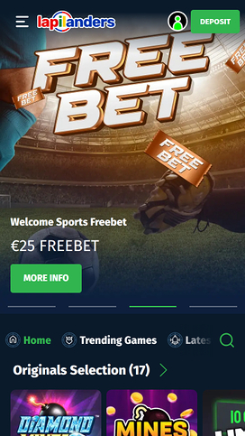 Lapilanders Casino Mobile Homepage