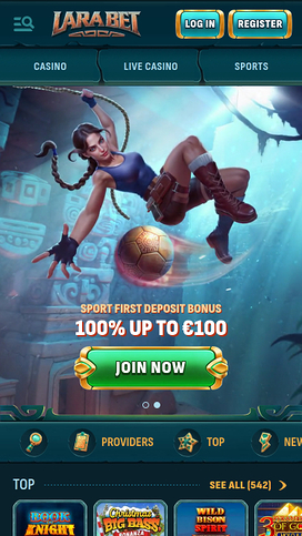 Larabet Casino Mobile Homepage