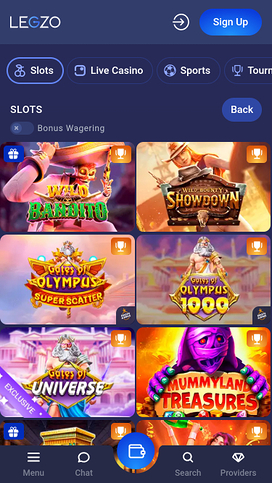Juegos móviles de Legzo Casino